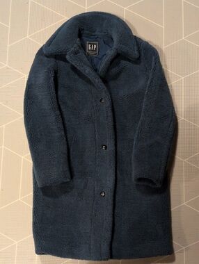 GAP Women's Navy Faux-Sherpa Coat